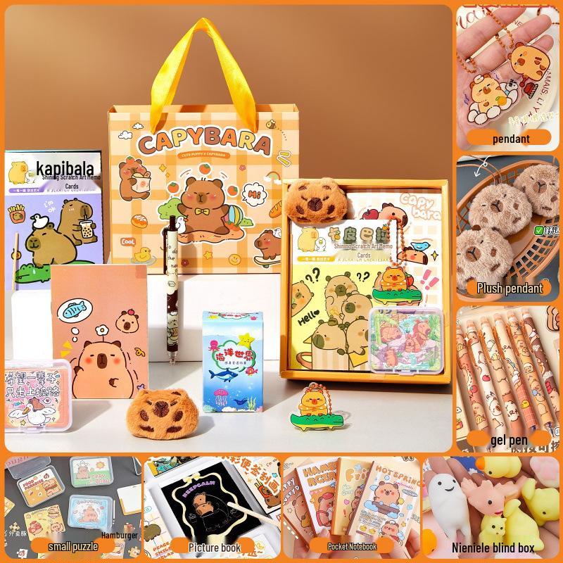 Capybara Schreibwaren Geschenkbox für Kinder: Perfekt für den Kindergarten, den Kindertag oder den Geburtstag - Ideales Geschenk für das Lernen und die Kreativität von Mädchen.