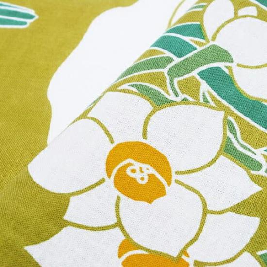 Dyeing Anbo Hand Towel Flowers Authentic Dyed Cotton Tokuoka Made In Japan 35cm X 100cm "Snow - Mustard" 100%
