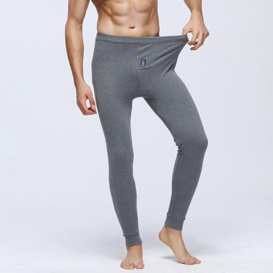 Men Pants Elastic Waist Thermal Insulation Long Johns Solid Color Travel Work School Bottoming