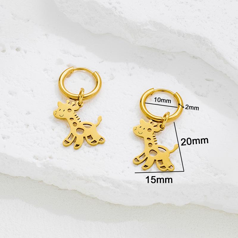 Cute Christmas Reindeer & Giraffe Pendant Earrings - Versatile INS Fashion Hoops