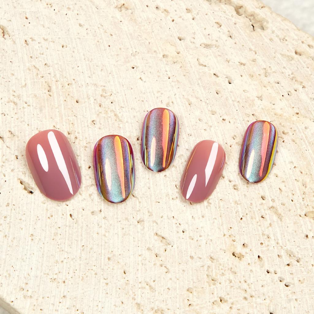 Ice-transparent Cat Eye Wear Nail Sheet Solid Color Round Head Mirror High-end Fake Nail Finished Manicure European and American