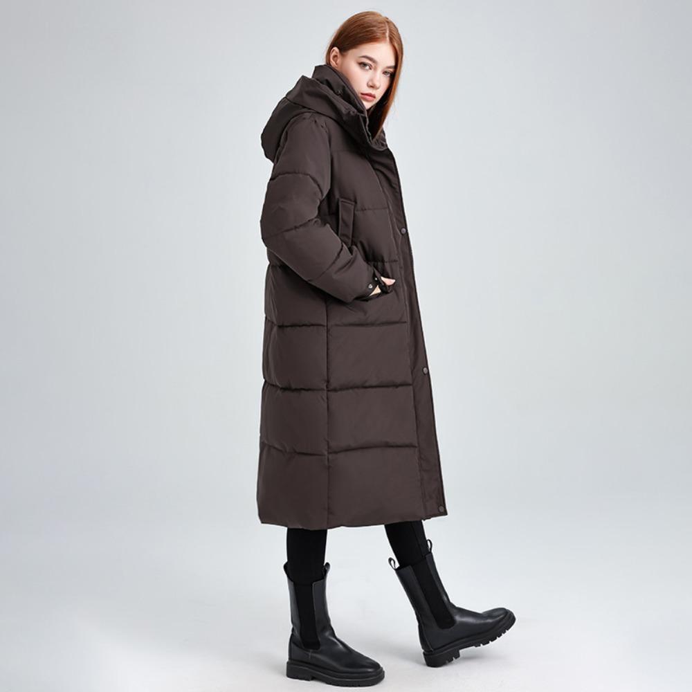 New fashionable versatile long knee-over hooded cotton-padded jacket in winter loose and thick warm cotton-padded jacket