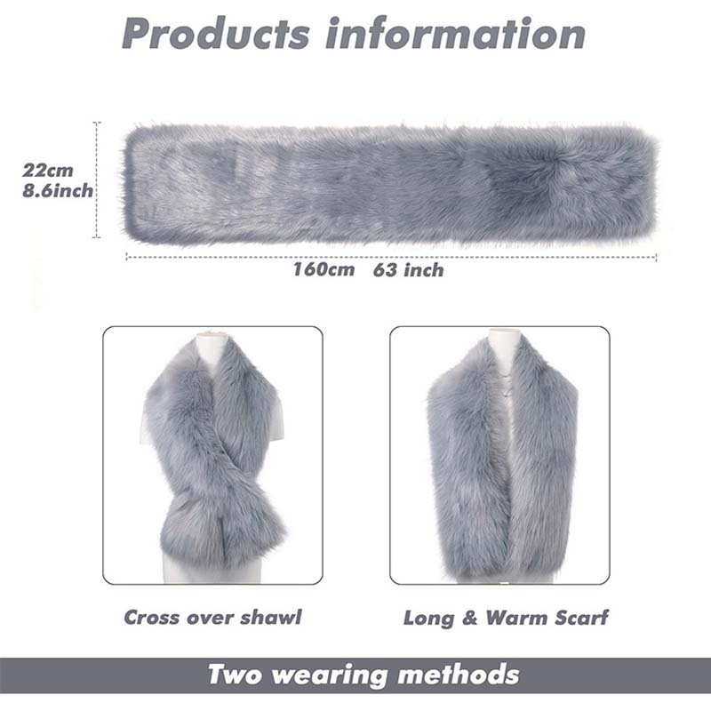 WTEMPO Winter Warm Faux Fur Wedding Dress Shawls Soft Plush Shawls for Performance/Party Retro Long Shawls Windproof Cold-proof Wide Scarves