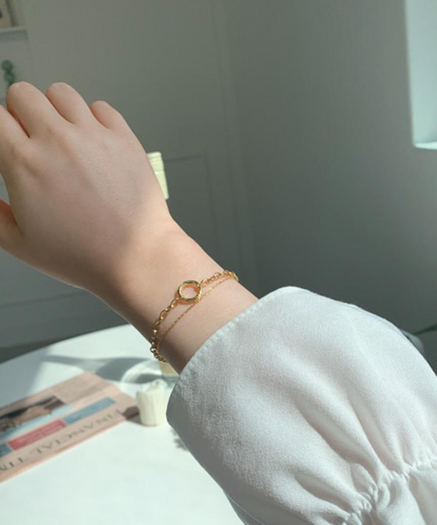Alleun Silver 925 Donut Ethnic Layered Silver Bracelet