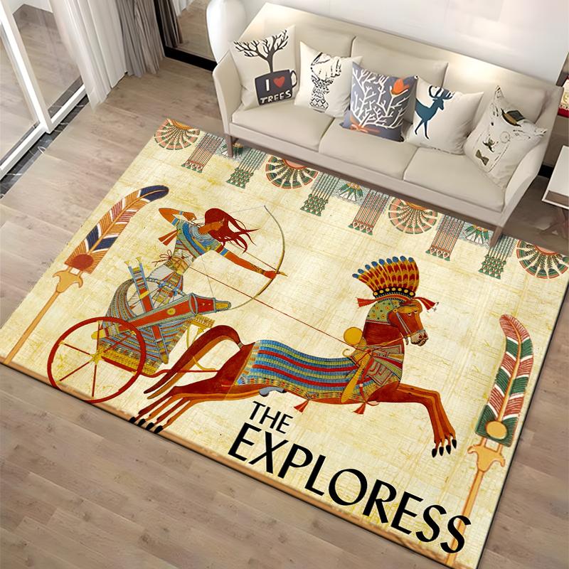 Retro Ancient Egypt Pattern Rug Carpet For Living Room Non Slip Parlour Sofa Large Area Rug Bedroom Kid Play Room Floor Mat Gift