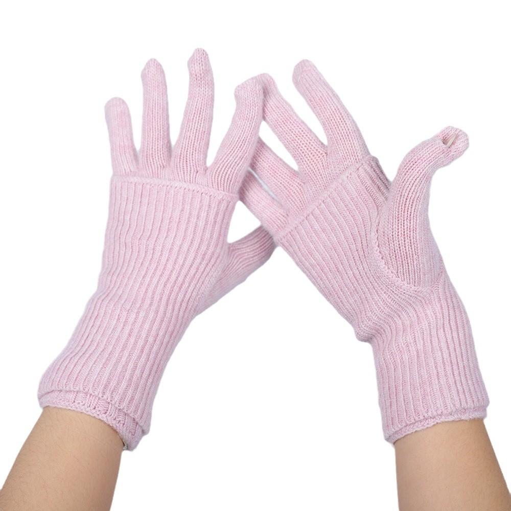 Knitted Wool Finger exposed Touch Screen Five finger Gloves for Women In Autumn and Winter Warmth Plus Velvet Thickening Riding Bike To Prevent Cold