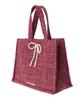 Maison de FLEUR Pink Tweed Pearl Ribbon Square Tote Bag, Pink, 8A43F0J6000