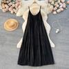 Idle Style Chiffon Pleated Long Sling Vacation Skirt