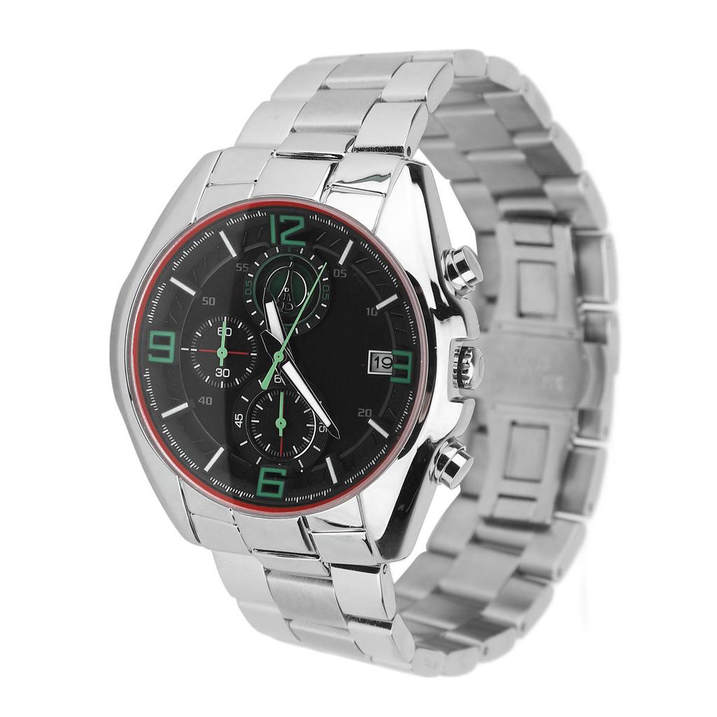 Men Business Watch Stylish Stainless Steel Men Wristwatch Chronograph Quartz Date Luminous Design Watch for Sports Green
