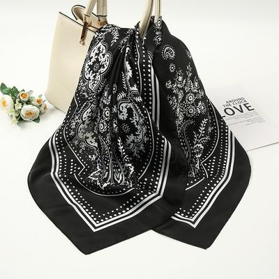 Design Paisley Print Satin Square Scarf Silk Headband Woman Muslim Hijabs Lady Fashion Hair Wraps Islimic Turban Bandana 85*85cm