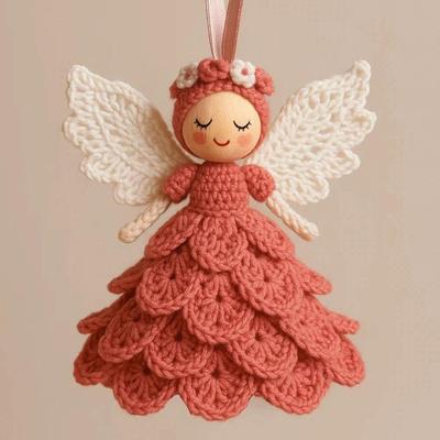 Zestawy do szydełkowania zawieszki aniołka DIY Ozdoba lalki aniołka Rękodzieło Zestaw materiałów do robienia na drutach Dekoracje na choinkę Prezenty świąteczne DIY