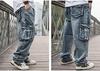 Solid Denim Cargo Plus Loose Wide Straight Baggy Hip Street Unique CW898 Size D.IIZOO Men's Pants, Size, Fit, Leg, Fit, Pants, Hop, Style, Fashion,