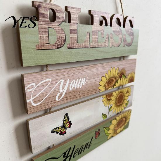 Rustic Wooden Sign Vertical Slogan Sign, Country Retro Style, Easy Install No Tools Required Wall Art Decor, for Home Kitchen Cafe Garden Decoration