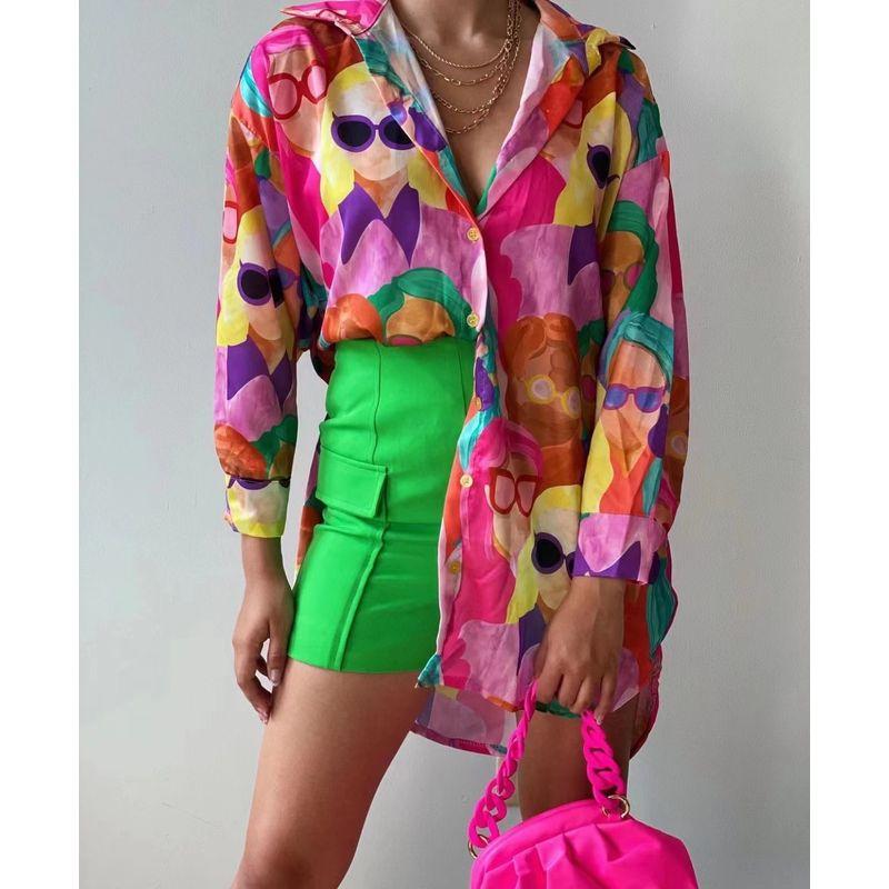 

Fashion Style Amazon Cross-Border Shirt Loose Top Blue S