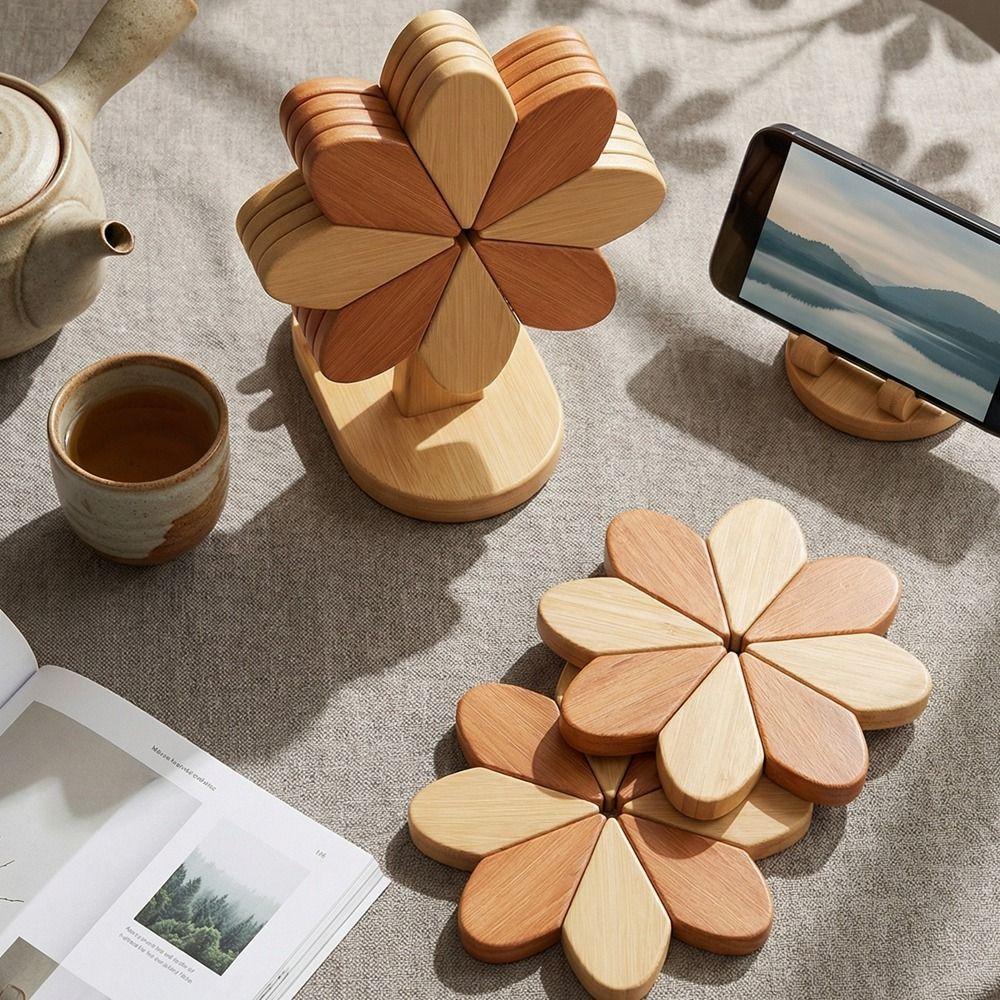 Decorative Wood Trivets Thicken Pot Holders Eco-Friendly Pot Holder Dining Table
