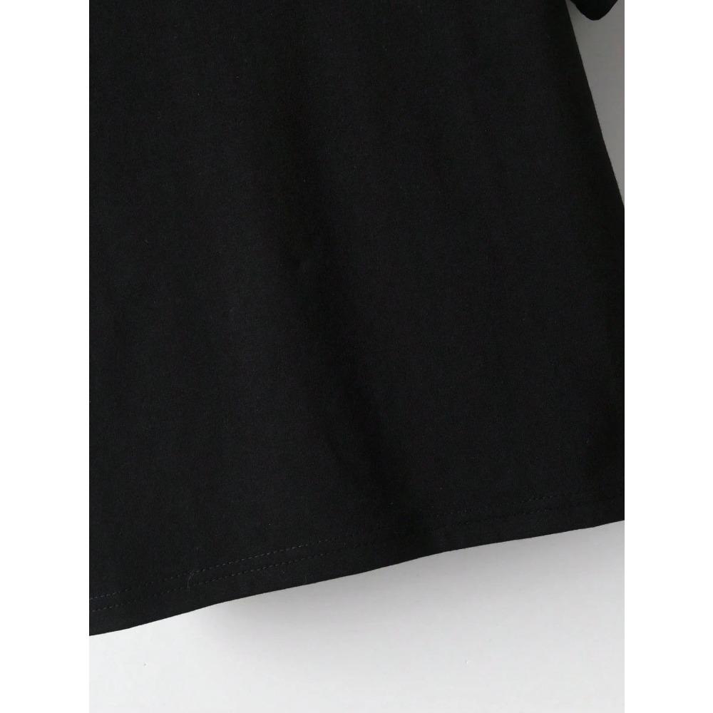 "ROCK" Letter Print Pattern Round Neck Short-sleeved T-shirt Boys Hip-hop Versatile Style Suitable for Daily Wear in Summer