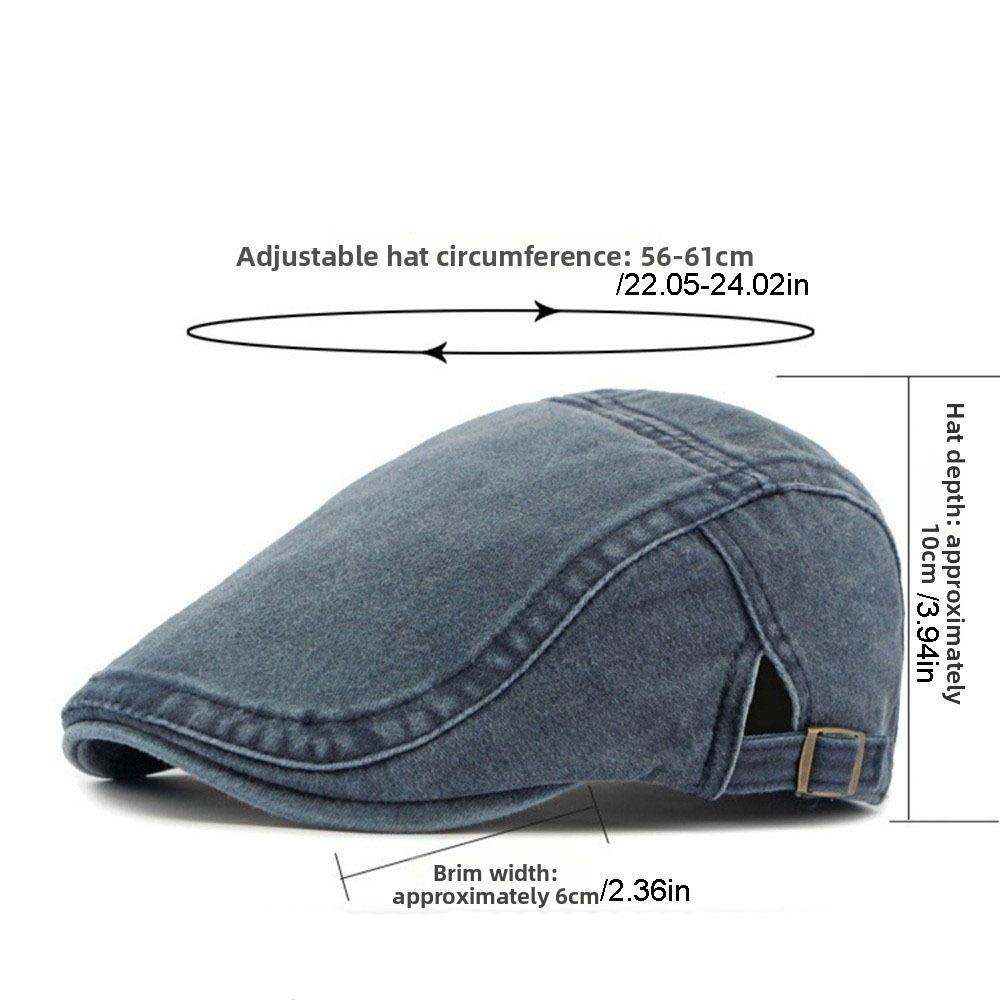 Fashion Cotton Washed Denim Newsboy Caps Adjustable British Style Peaked Cap Forward Hat Solid Color Painter Beret Summer