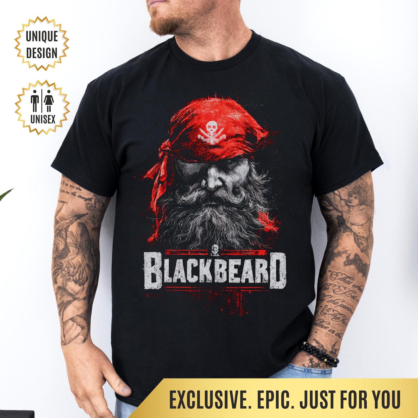 Blackbeard T-Shirt Gift for Pirate Fans, Nautical Outlaw Shirt, Historic Pirate Shirt, Edward Teach Shirt, Grunge Design, Famous Pirate Tee 2XL