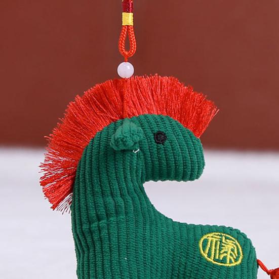 Plush Horse Toy Hanging Decoration Stuffed Lucky Pony Plushie with Red Tassels Year of Horse Mascot Doll Bag Charm New Year Holiday Gift