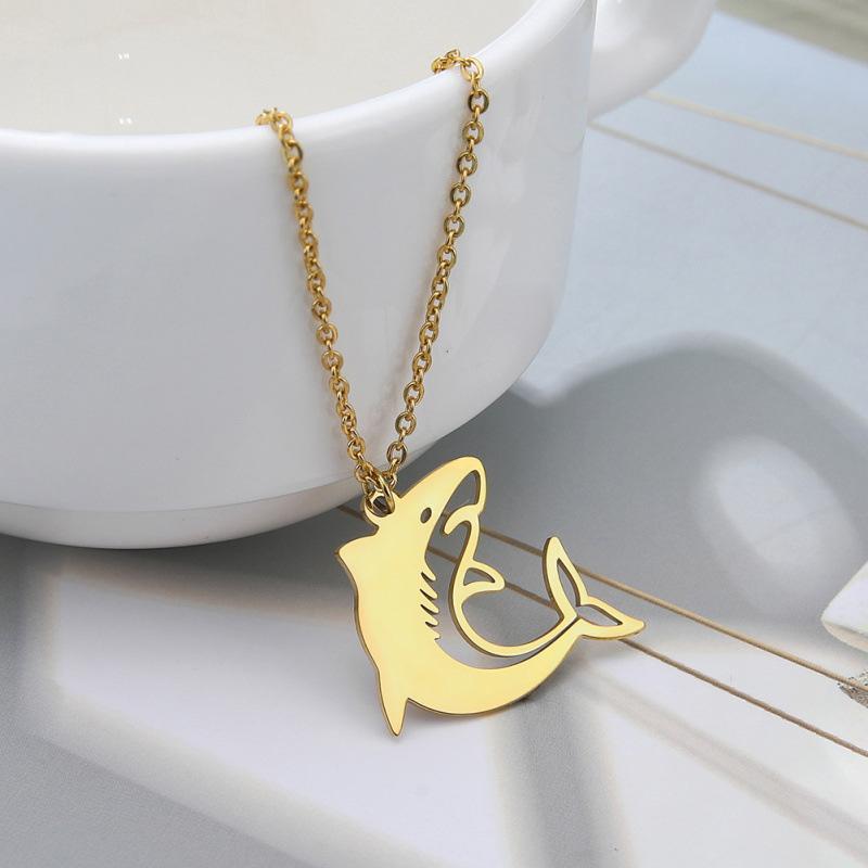 Cute Stainless Steel Dolphin Necklace Pendant Sea Animal Charms Ocean Beach Summer Jewelry for Women Dolphin Pendant Necklace