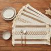 Simple woven tassel American cotton and linen square splicing natural material placemat table mat holiday decorative hemp rope