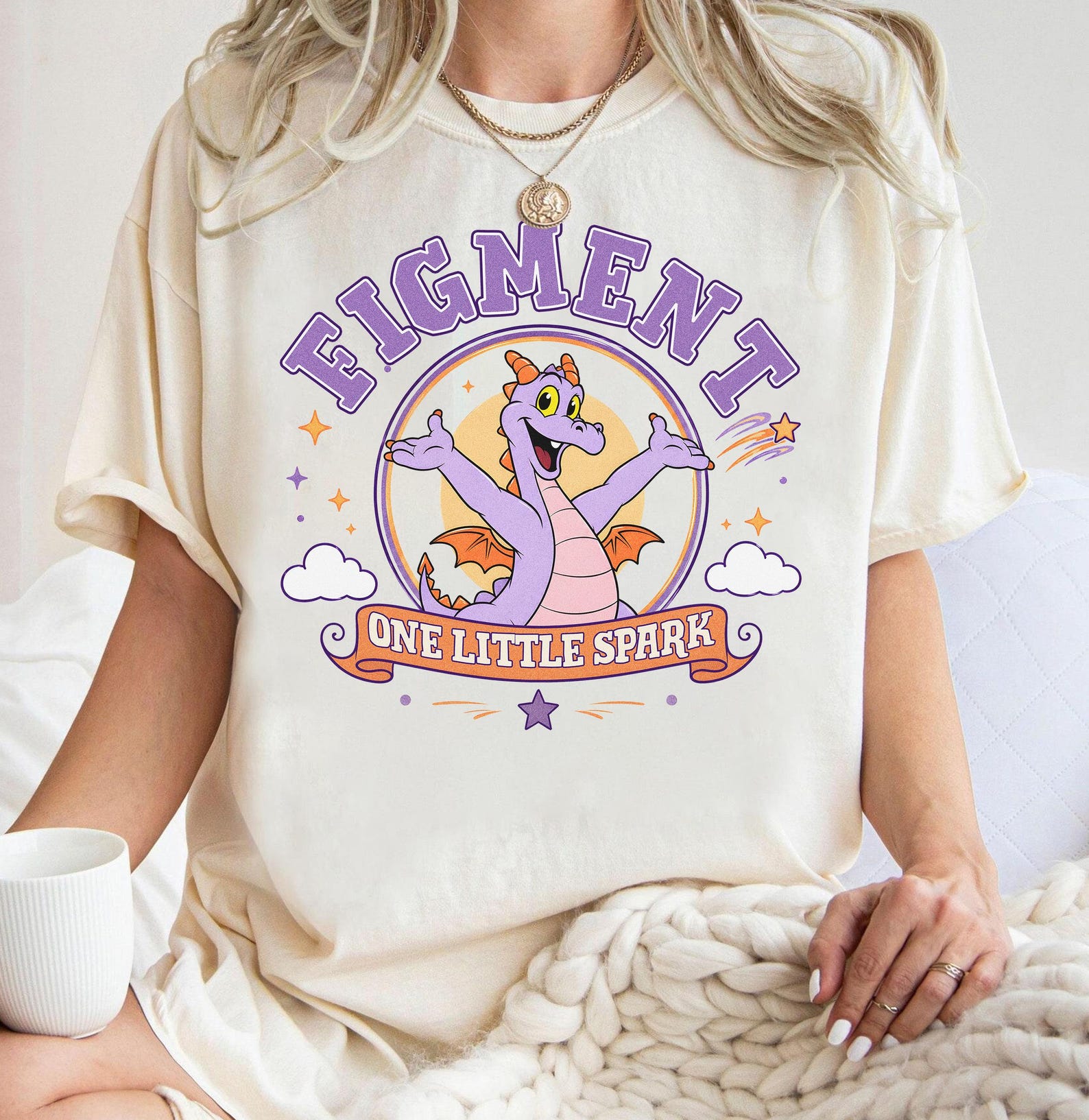 One Little Spark Shirt, Disney Figment Tee, EPCOT Purple Dragon Graphic Tee M