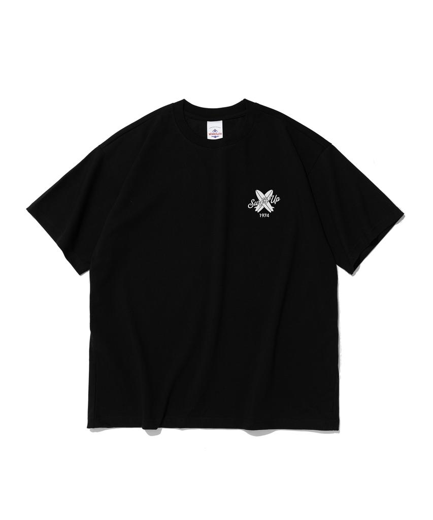 Wogseuaenko Surf Up Wave Short Sleeve Tee (Black)