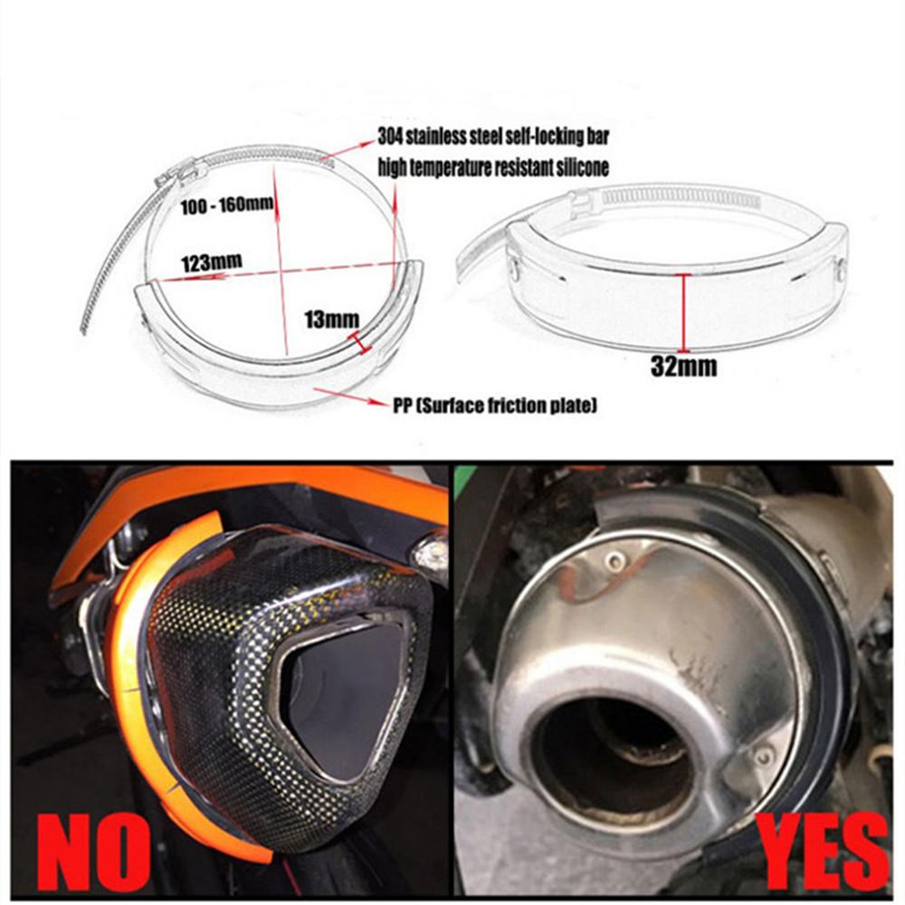 2pcs Universal Motorcycle Round Exhaust Protector 100-160mm Exhaust Pipe Fixing Ring Accessory