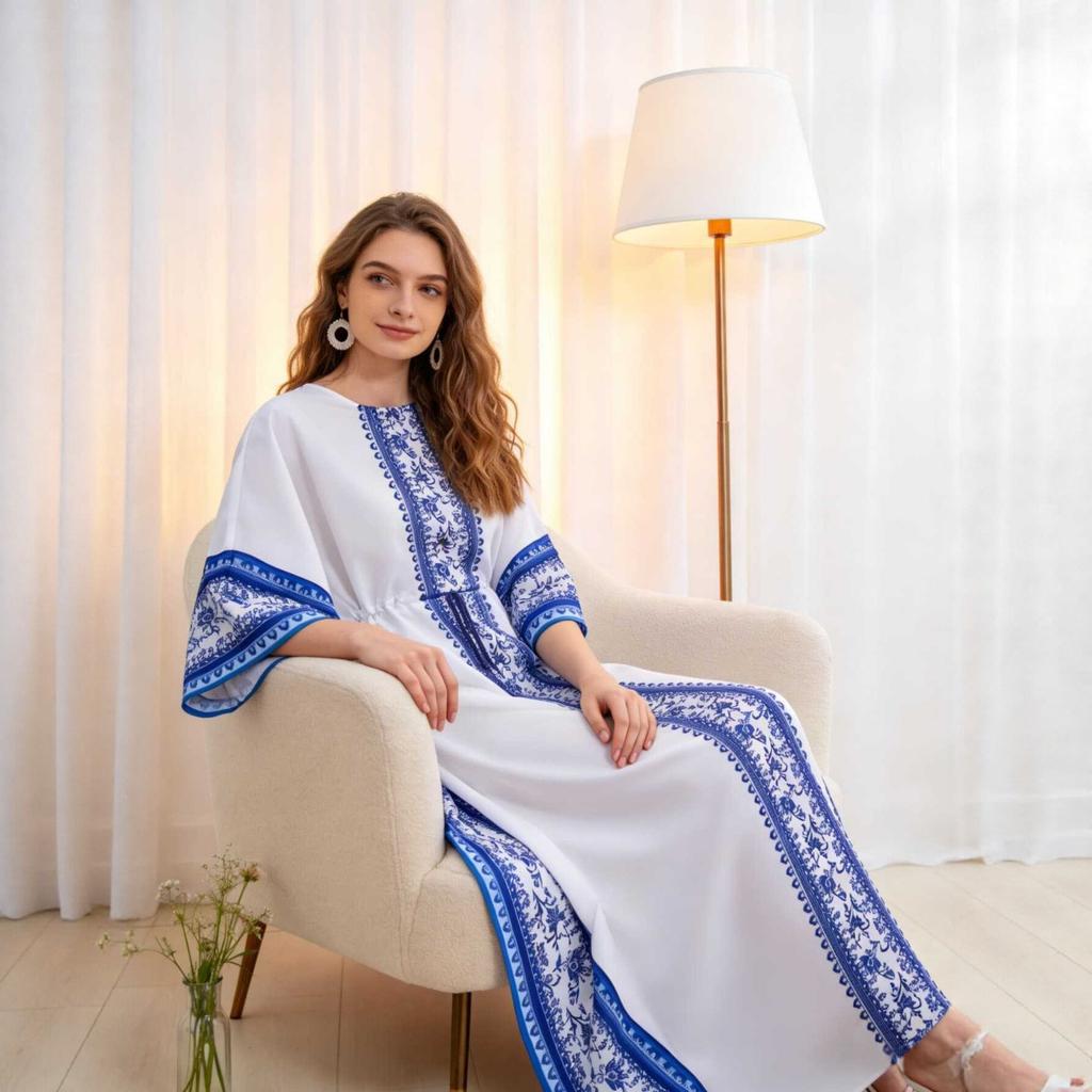Neues weißes besticktes Kleid Damenstil elegantes Gewand Modekleid