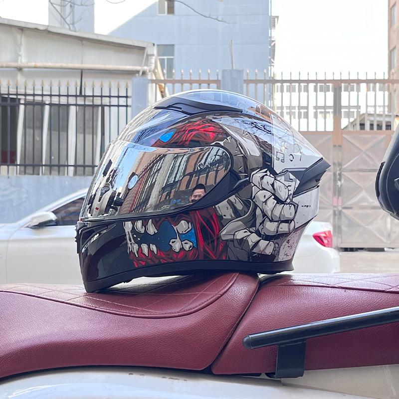 Motorcycle Helmet Full Helmet Can Be Equipped with Bluetooth Headset Men's Four-season Electric Bicycle Riding Helmet
