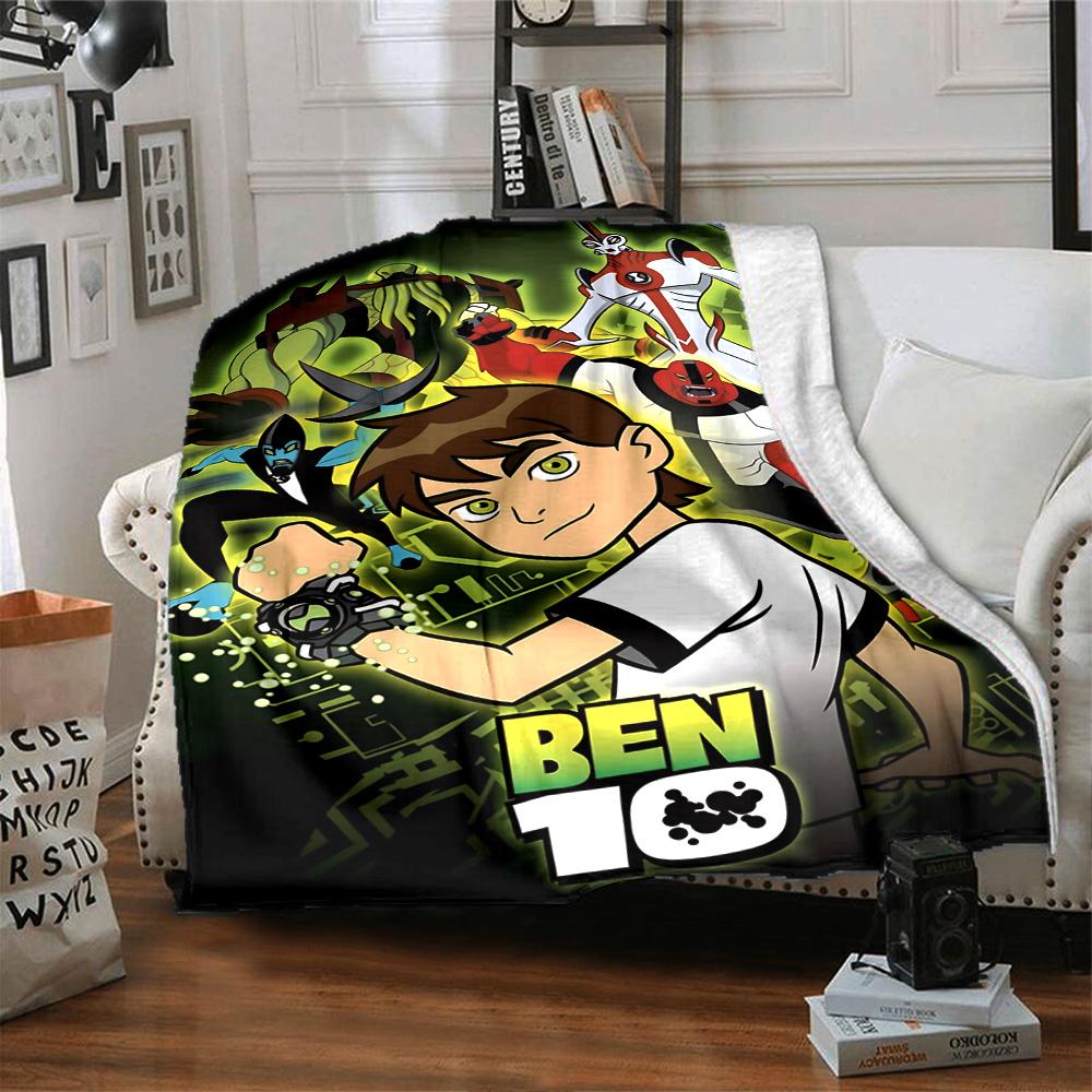 1pc Ben Alien Force Flannel Blanket for Super Soft Cute Comfort Blanket for Travel Bedding Couch Sofa Blanket Y73062