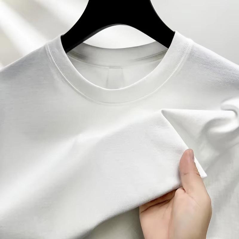 Blank Plain Crew Neck Tshirt Unisex Cotton Short Sleeve Loose Oversized Minimalist Basic Tee Casual Daily Wear Top