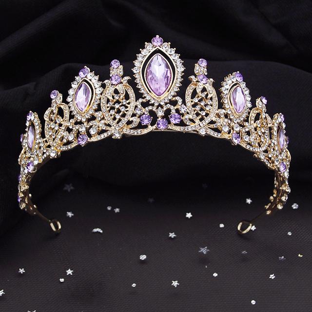 

Великолепные розовые хрустальные свадебные тиары королевская королева невеста корона украшения для волос принцесса выпускной свадьба корона головной убор аксессуары