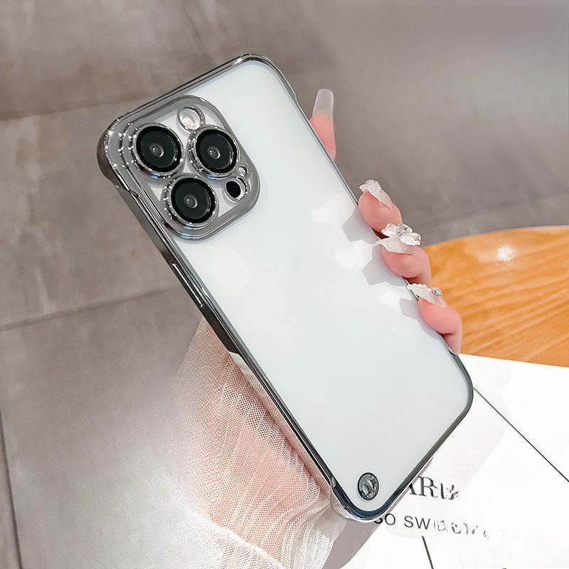 Electroplated Borderless Phone Case, Suitable for IPhone16, Apple 15pro, Transparent Protective Case, 14 Lenses Fully Covered
