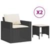 VidaXL Garden Lounge Set 4 Pcs with Black Wicker Cushions, Outdoor Sofa Set, Garden Furniture, Set 366358