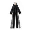 Vintage Ribbon Bowtie Brooch Pin for Women Wedding Pretied Necktie Clip Crystal Rhinestones Bowknot Shirt Jabot Collar