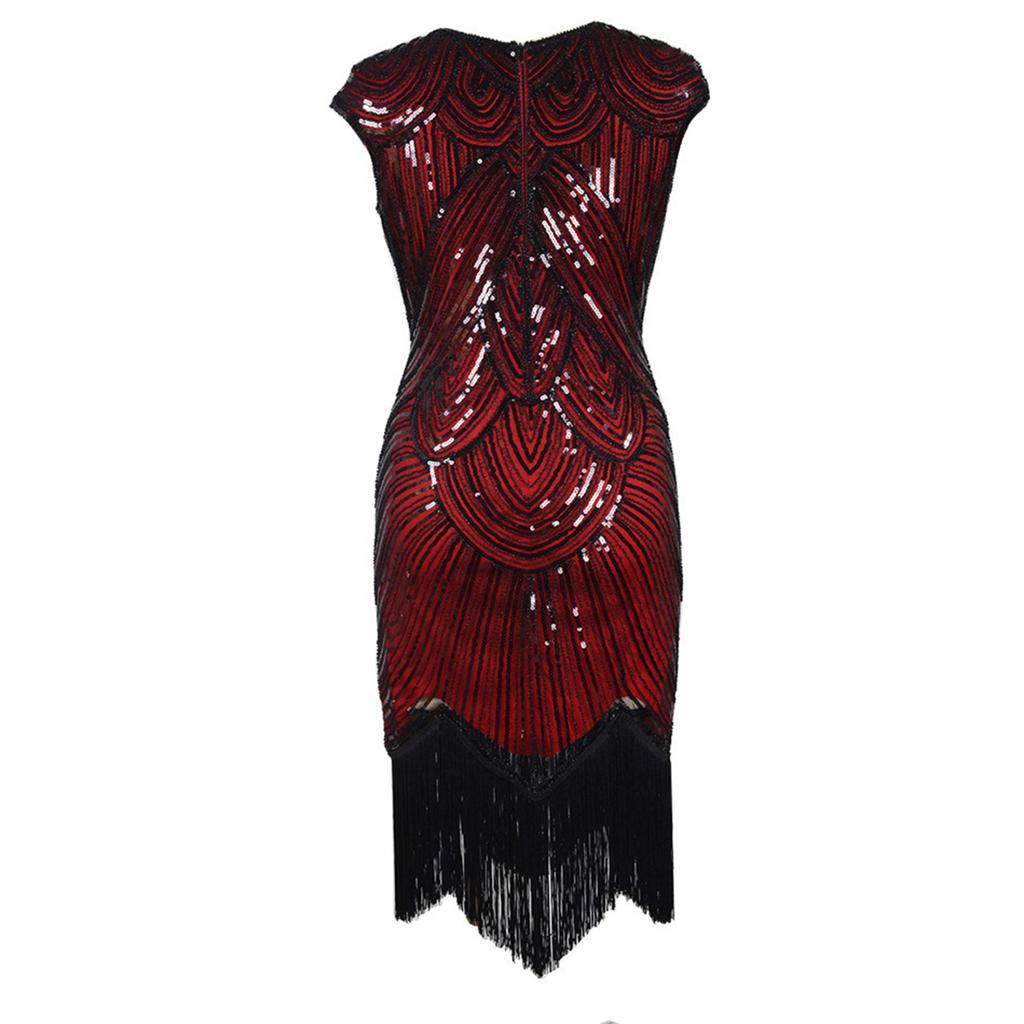 Elegant And Sexy Evening Dress With Tassels, Double,sided Sequins And Beads