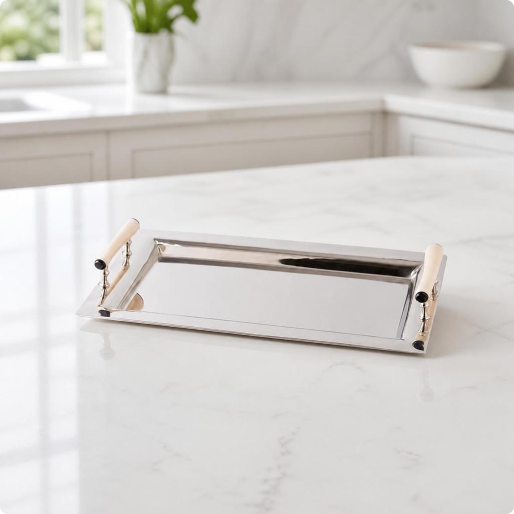 Metal Serving Tray with Handles Elegant Versatile