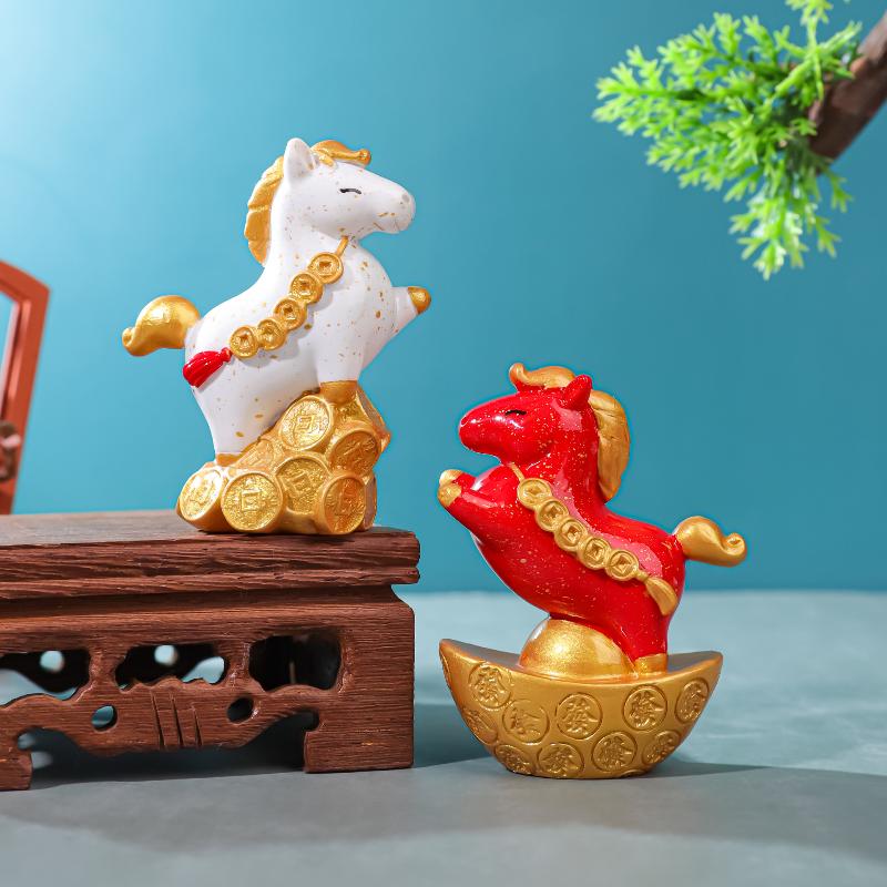 Vintage Horse Statue Zodiac Horse Sculpture Feng Shui Collection Light Horse Sun Catcher Ornament Home Desktop Decor