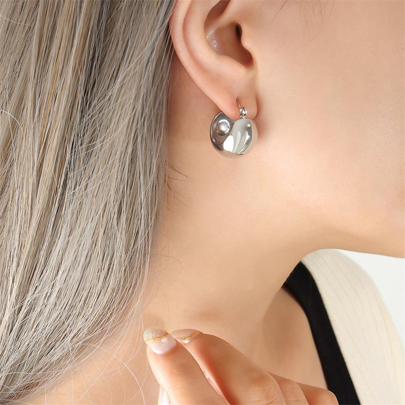 316L Stainless Steel New Fashion Jewelry Minimalism Gold-plated Classical Hemisphere Shape Women Popular Stud Earrings