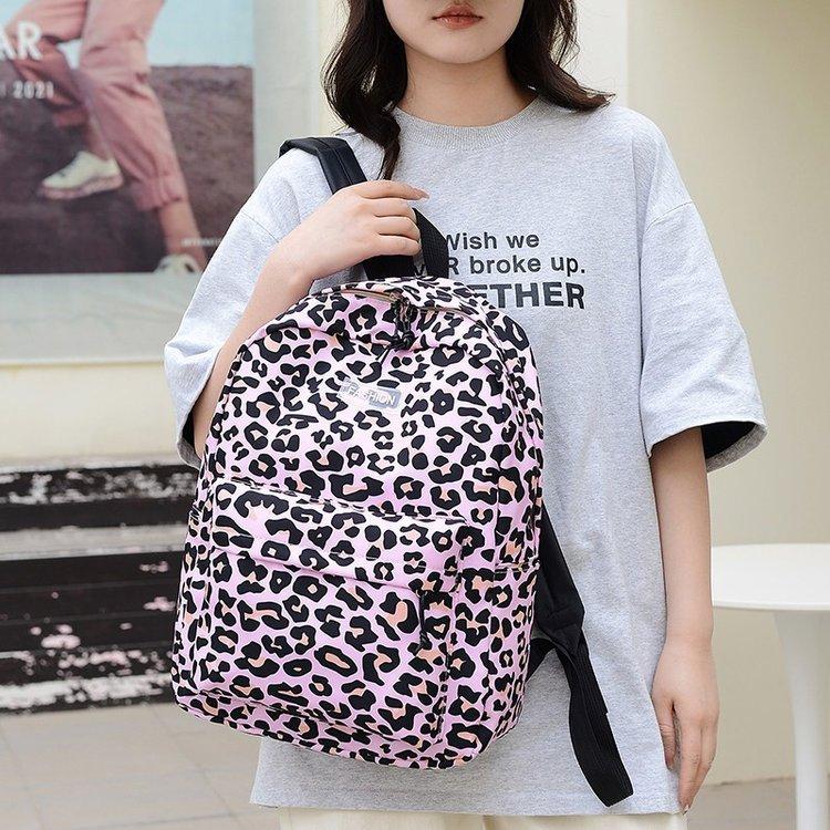 High School Student Schoolbag Leopard Print Backpack New Backpack Female Cow Print Cute Schoolbag