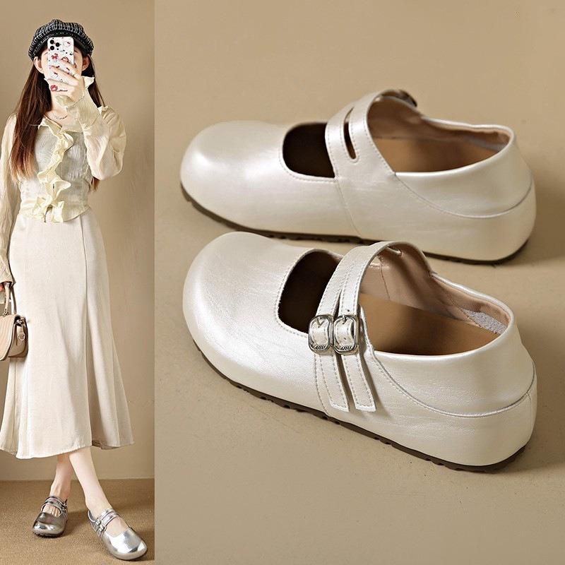 Fashion temperament Mary Jane shoes women's autumn new flat-soled small leather shoes can be stepped on two single shoes