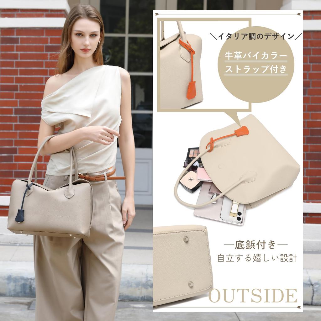 Guccio Leather Boston Elegant and Design for and with Italy Bag/Tote Bag, Stylish, Two-Tone Commuting, School, Commute, Charm, Women's Fashion,