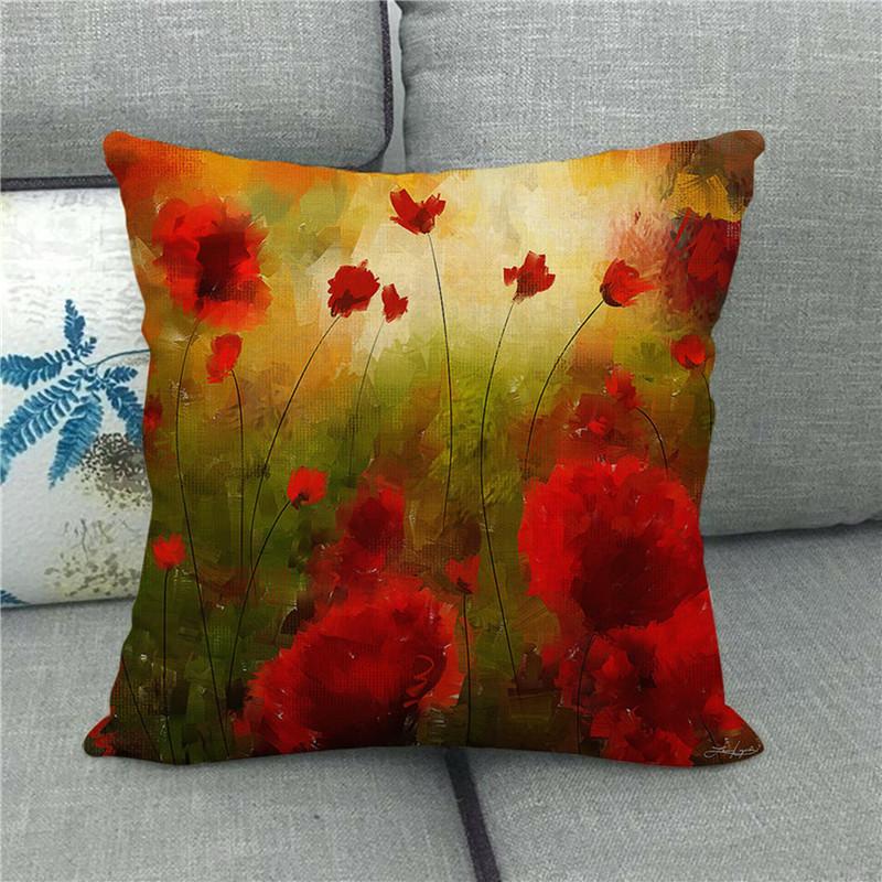 Watercolor Painting Of Beautiful Tulips Digital Printing Short Plush Pillow Covers For Car Sofa Office Cushion Cover Home Goods