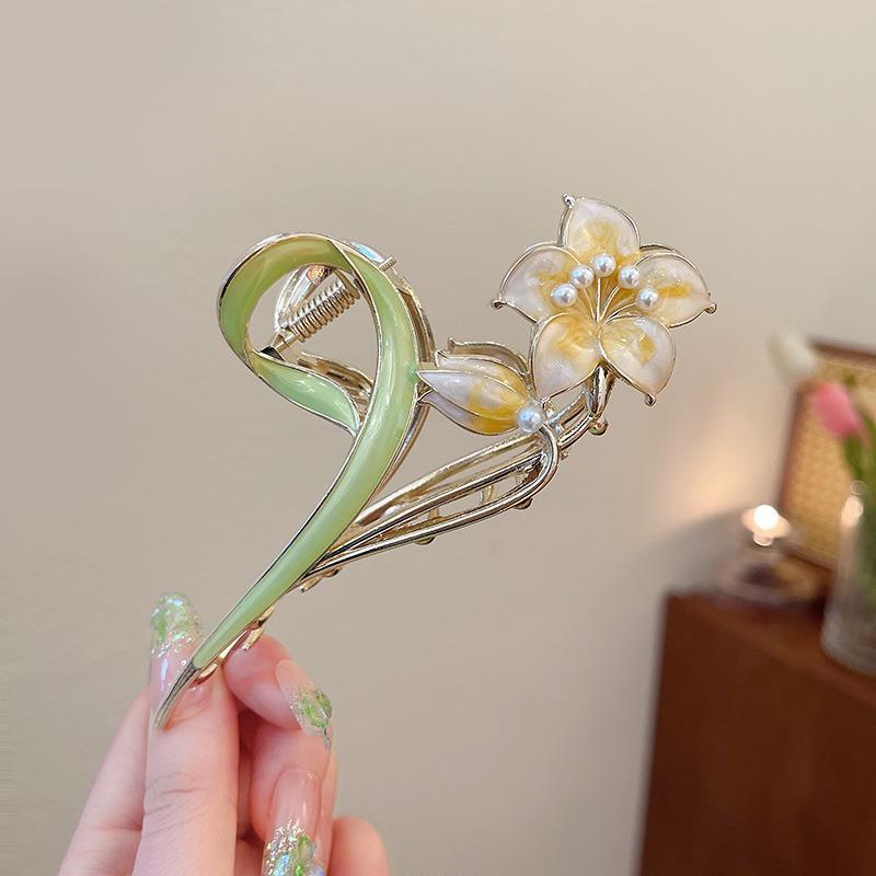 Pinces à cheveux en métal pour femmes, élégantes, fleurs dorées, Barrette, bandeau crabe, queue de cheval, accessoires pour cheveux, diadème, nouvelle collection