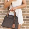 Michael Kors Mk Jet Set Monogram Logo Vintage Casual Commuter Canvas And Leather Shell Bag Women Shoulder Bag Dark-Brown 35H1GTVC2B-BROWN