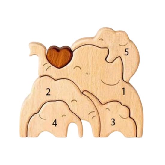 Holz Elefantenfamilie Puzzle Personalisiert 2/3/4/5 Familiennamen Elefanten Skulptur für Einweihungsdekor Weihnachten Muttertag Vatertag Geschenke