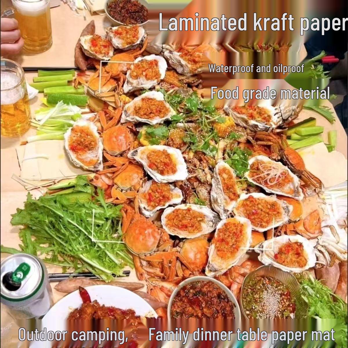 Disposable Oil-Proof Kraft Paper Placemats for Outdoor Picnics and Seafood Snacks 28x38cm