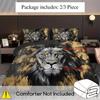 Retro Black Gold Lion 3D Printed Quilt Cover Set Home Textiles Bedding Set Lion Wildlife Theme Style Duvet Cover Set Pillowcases