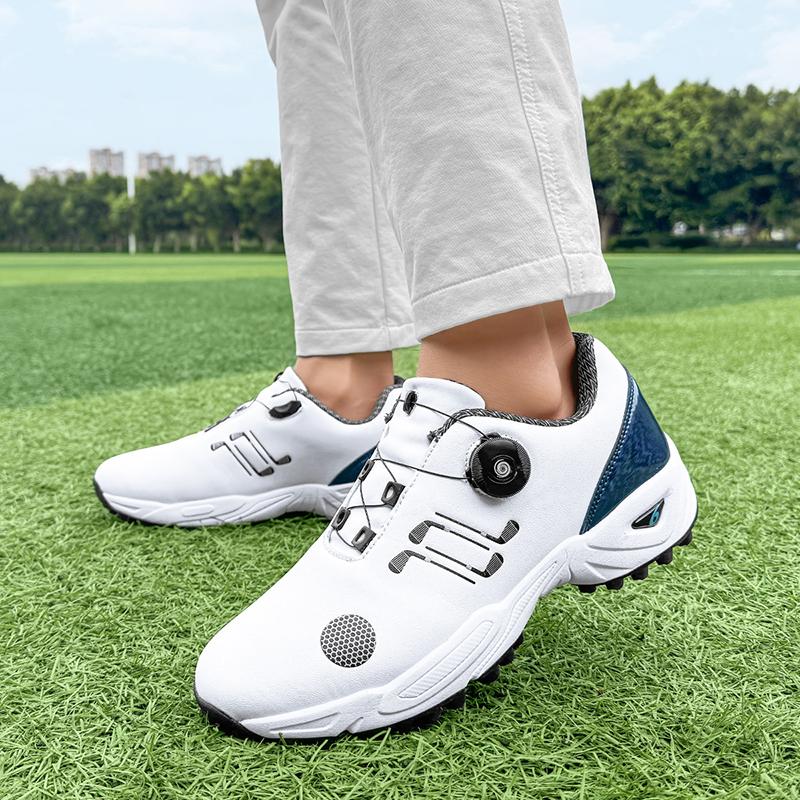 Professional Big Size Outdoor Leather Golf Shoes for Men and Women Black White Man Flat Walking Sneakers